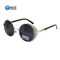 Xiamen Factory Men and Women CE UV400 Retro Steam Round Metal Sunglasses